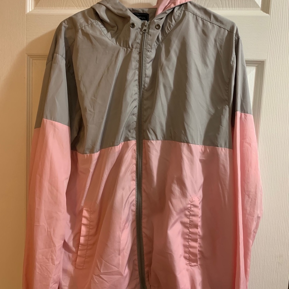 men’s pink and gray windbreaker